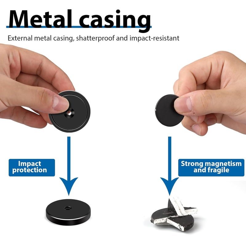 LOVIMAG Strong Neodymium Cup Magnets, 3 Sizes, 12Pcs Black Heavy Duty with Countersunk Hole and Screw for Wall Mounting, Holding Tools, Lifting, Fridge, Cabinet - Image 4
